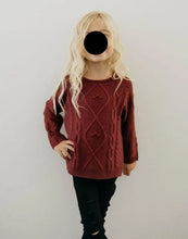 Load image into Gallery viewer, Elizabeth Cable Knit Sweater - Maroon