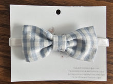 Load image into Gallery viewer, Blue Gingham Bow Tie
