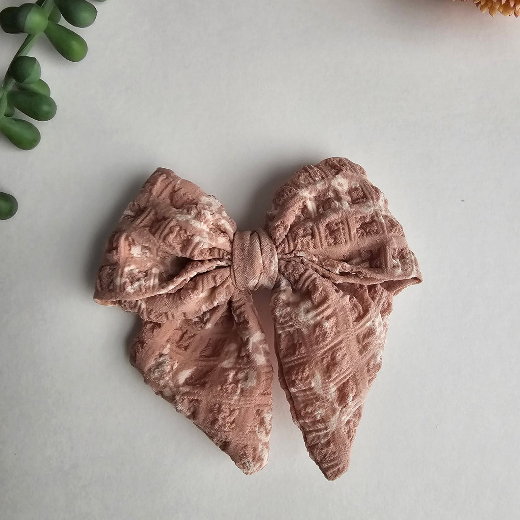 Nova Sailor Bow (Textured muted pink with white flowers)