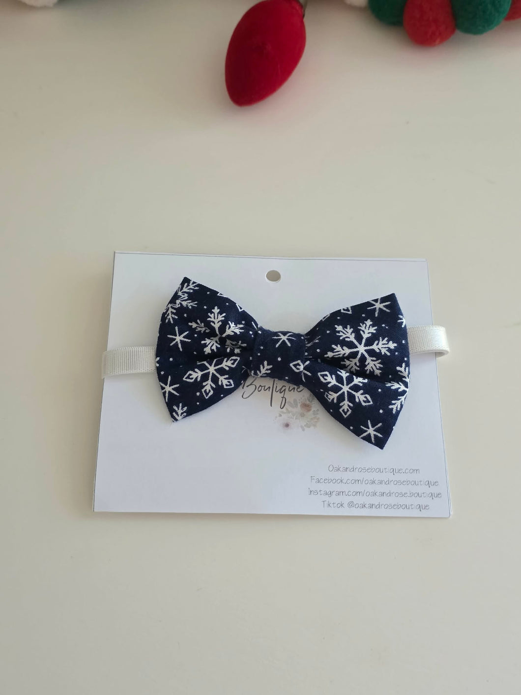 Navy Snowflakes Bow Tie