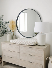 Load image into Gallery viewer, Taupe Checkered Muslin Changing Pad Cover
