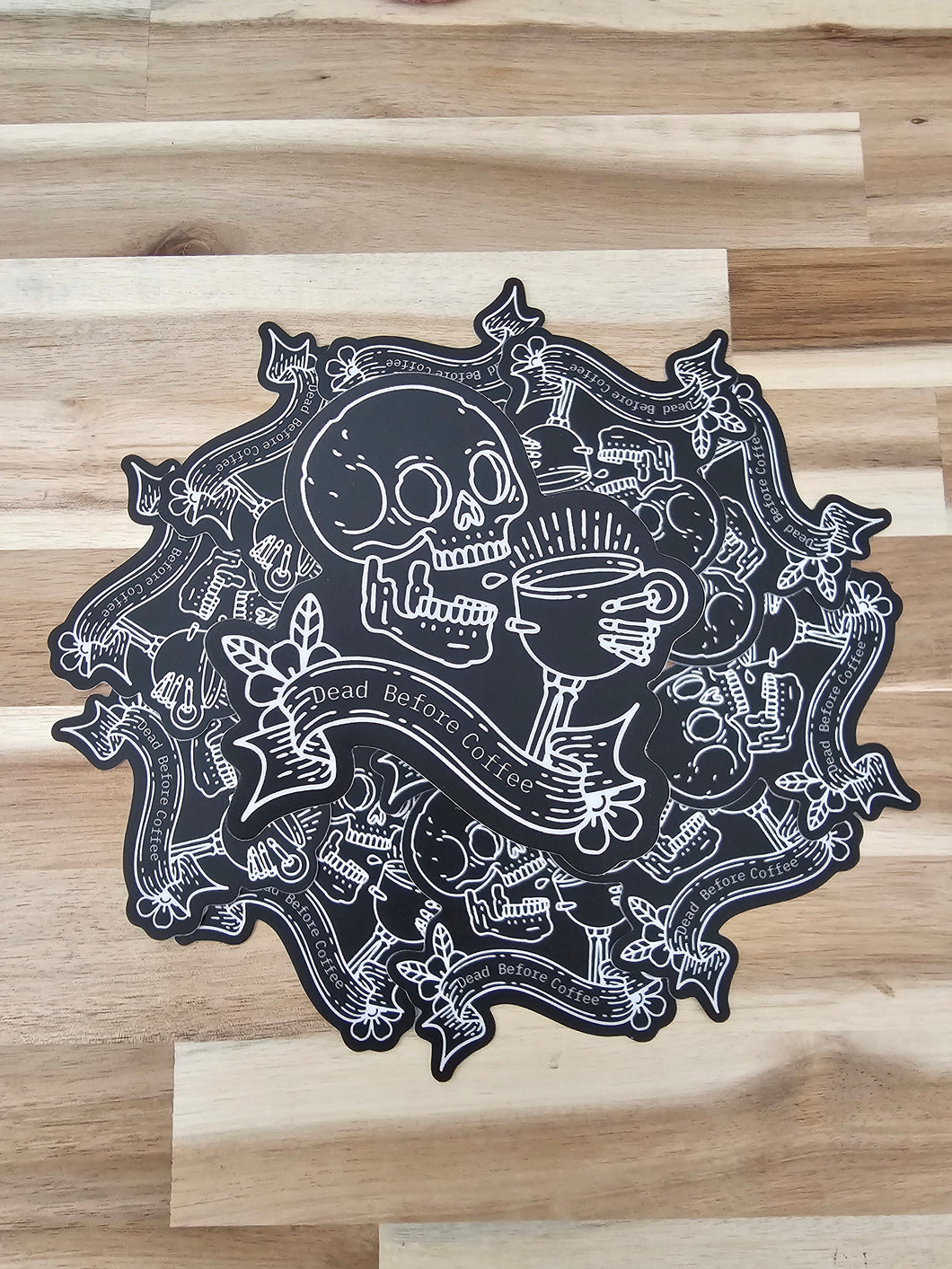 Dead Before Coffee Sticker