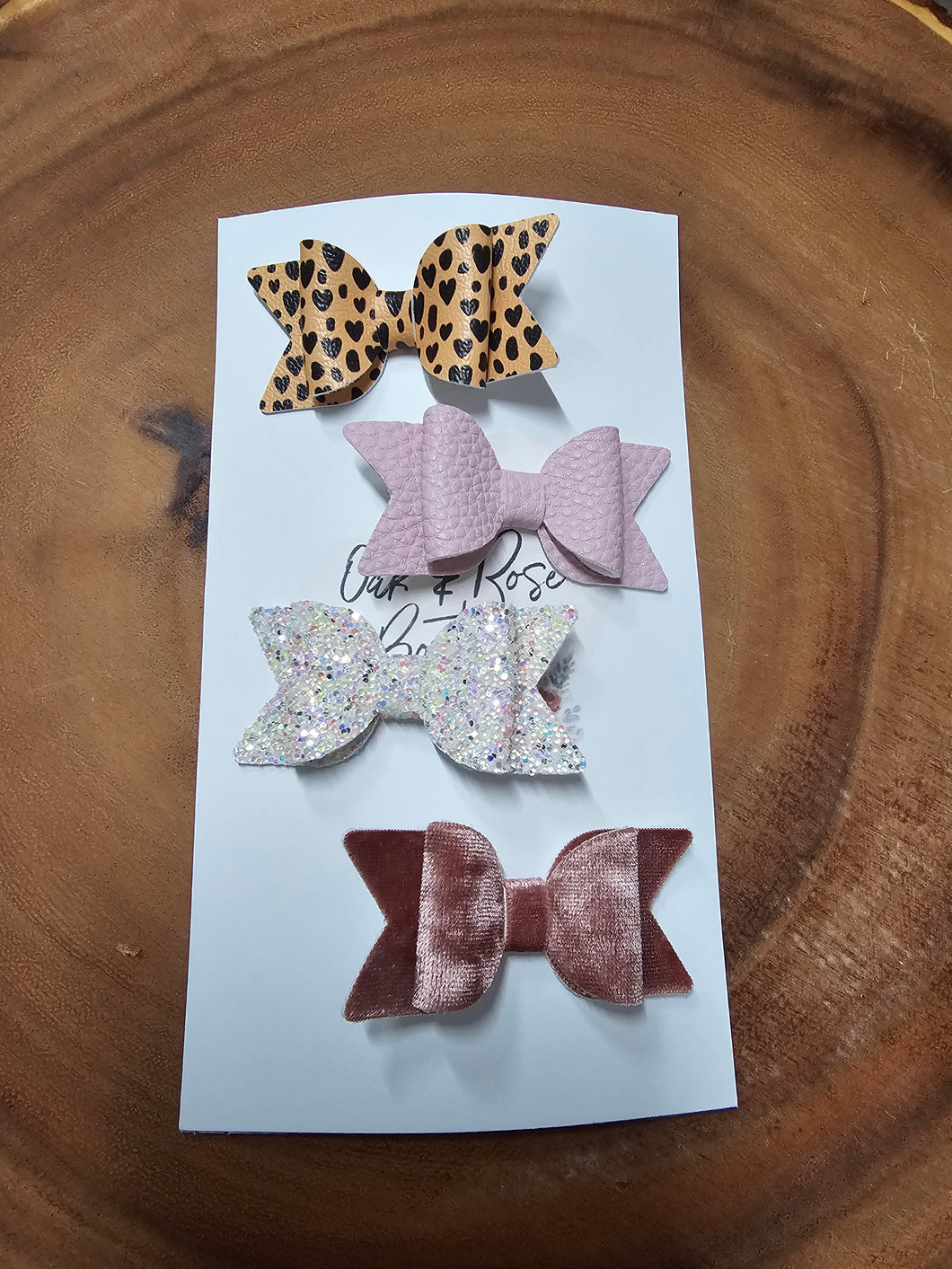 Leopard Hearts Variety Bow Set