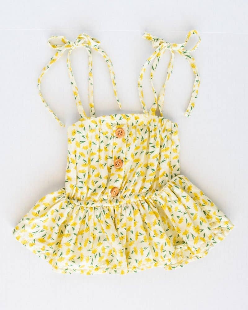 Tera Tie Peplum Top - Yellow Floral 5t