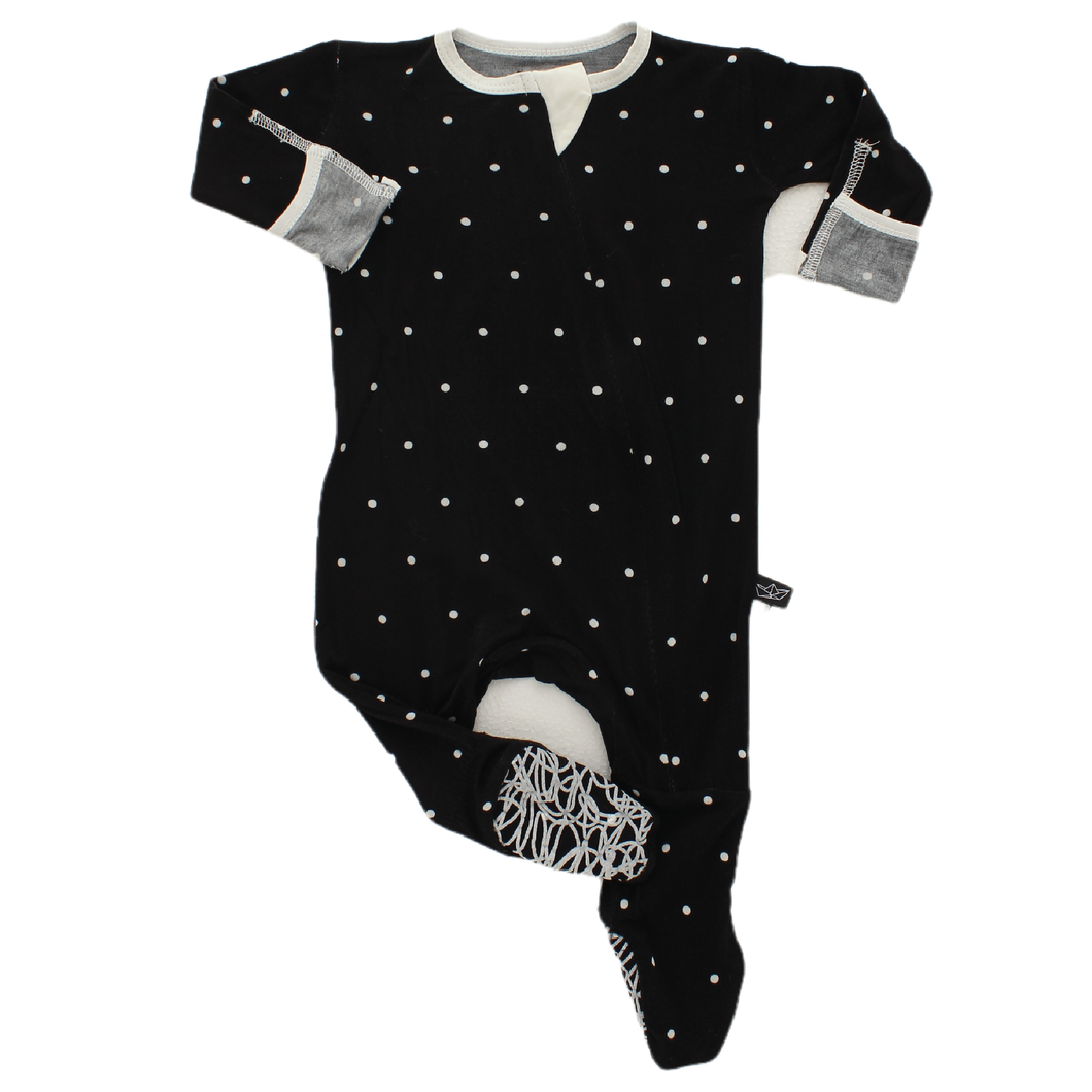 Black Polkadot Bamboo Footed Sleeper